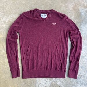 Hollister Knit Lightweight Pullover Sweater Size Medium Maroon Crewneck